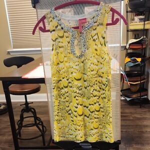 Charlotte - Embellished Yellow Animal-Print Sleeveless Top - So Cute.